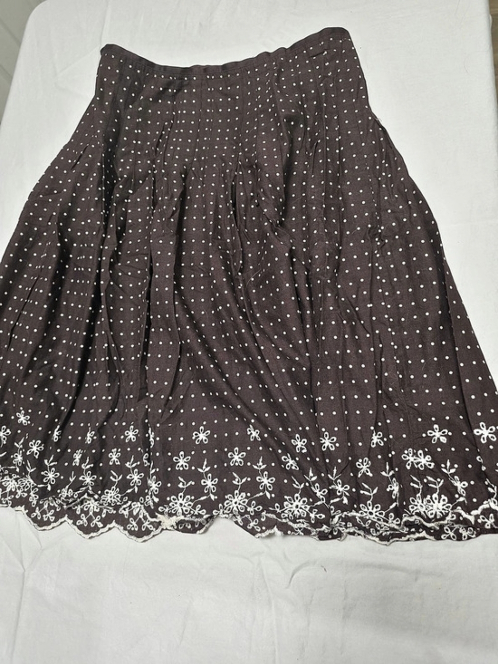 100% Cotton Vintage Joe Benbasset Polka Dot Embroidered Midi Skirt